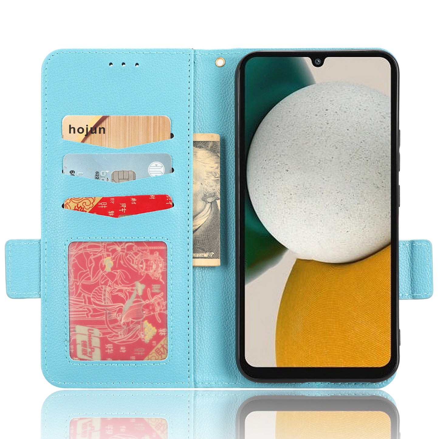 For Samsung Galaxy M14 5G Dual Magnetic Clasp Cover Wallet Stand Litchi Texture PU Leather+TPU Phone Case