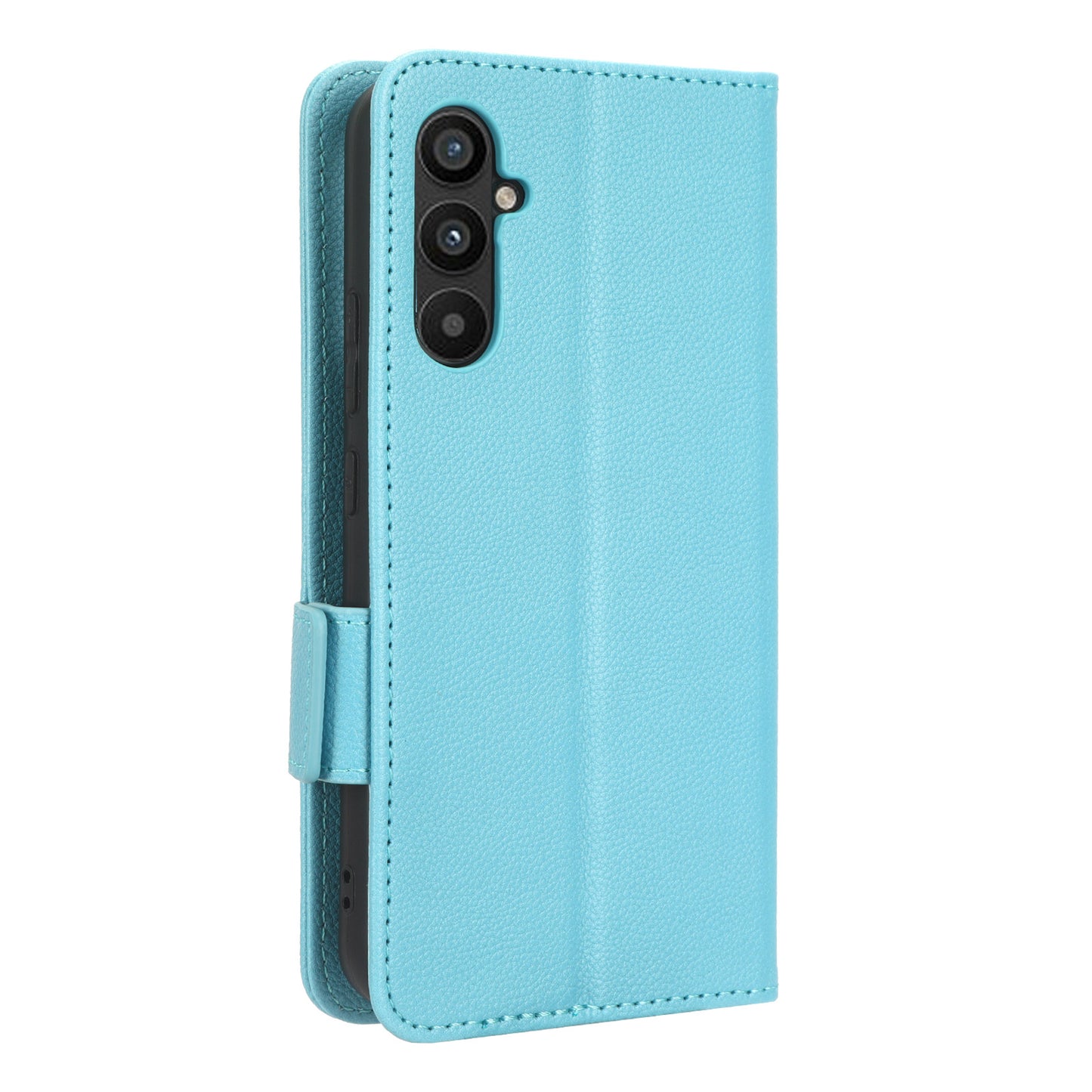 For Samsung Galaxy M14 5G Dual Magnetic Clasp Cover Wallet Stand Litchi Texture PU Leather+TPU Phone Case