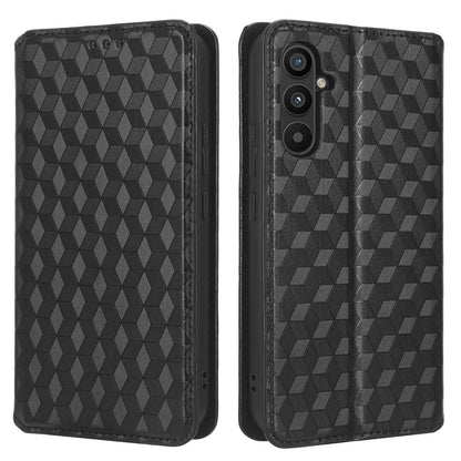 For Samsung Galaxy M14 5G Stand Phone Cover Wallet Imprinted Rhombus Pattern PU Leather+TPU Phone Case