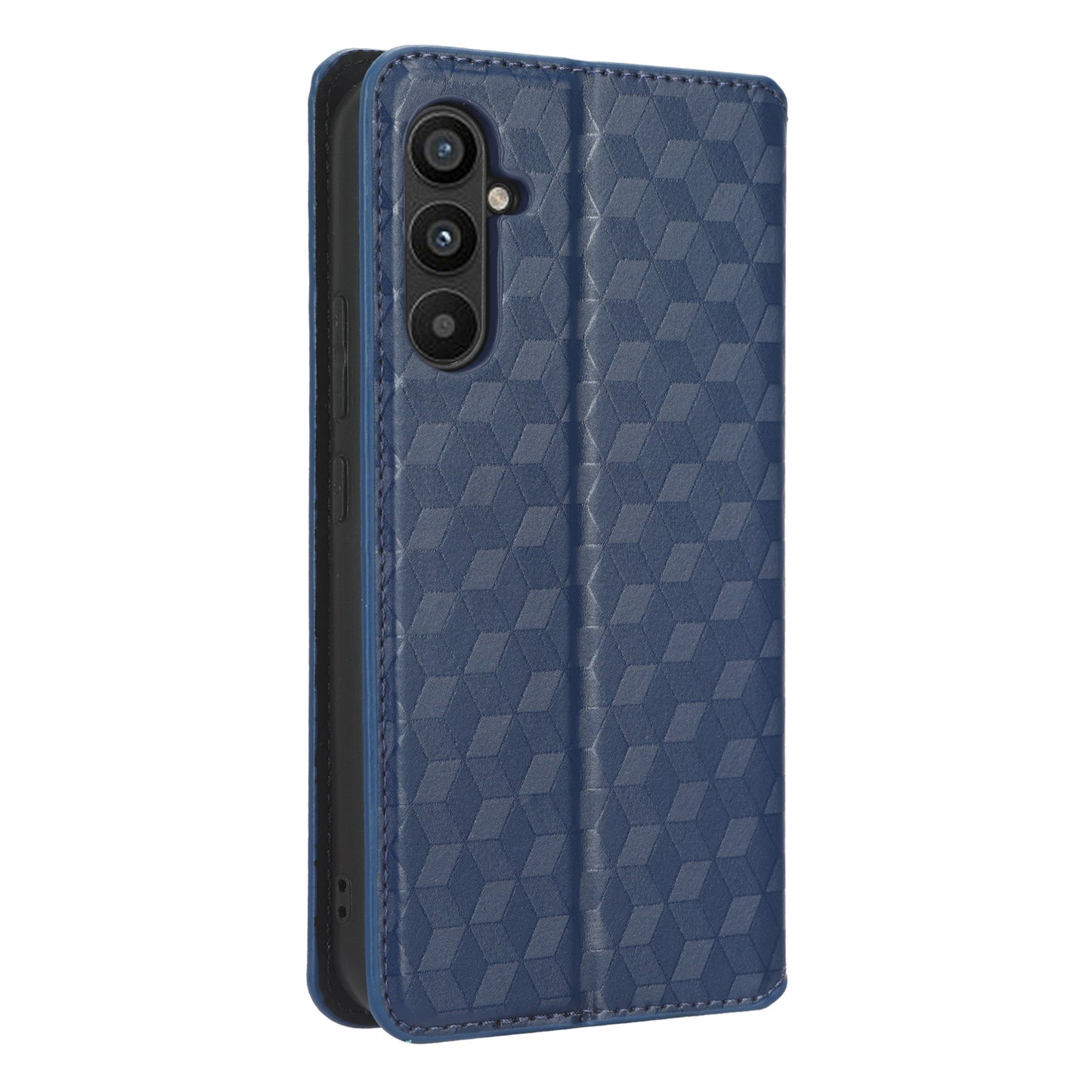 For Samsung Galaxy M14 5G Stand Phone Cover Wallet Imprinted Rhombus Pattern PU Leather+TPU Phone Case