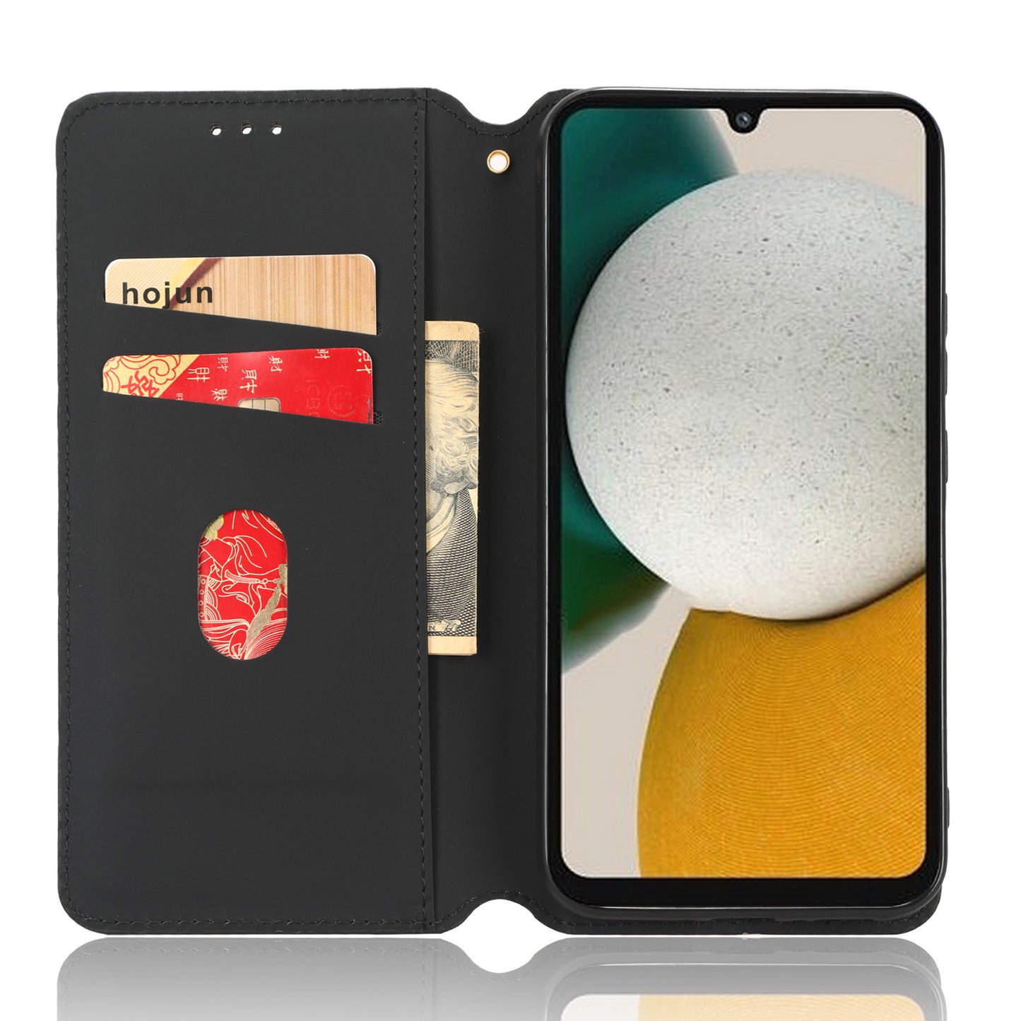 For Samsung Galaxy M14 5G Stand Phone Cover Wallet Imprinted Rhombus Pattern PU Leather+TPU Phone Case