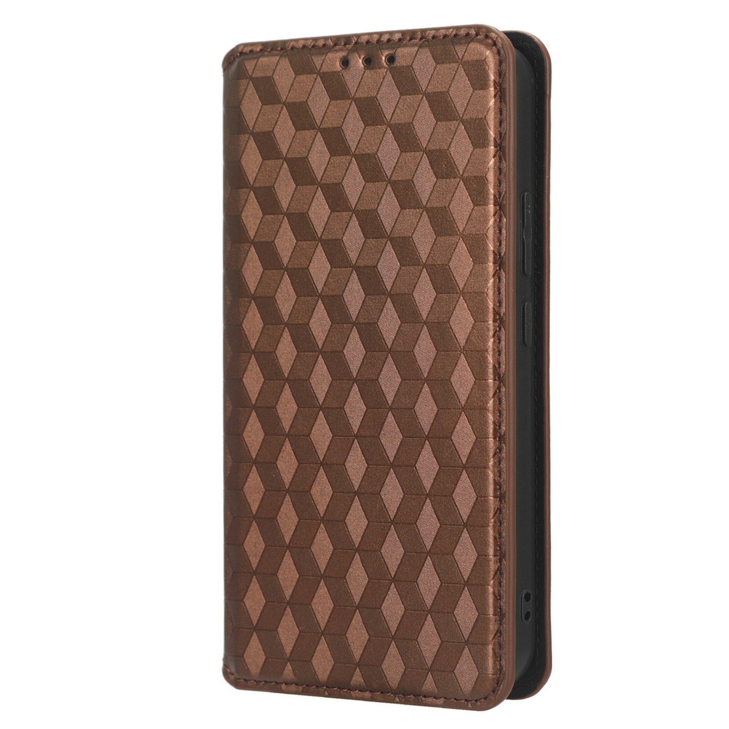 For Samsung Galaxy M14 5G Stand Phone Cover Wallet Imprinted Rhombus Pattern PU Leather+TPU Phone Case
