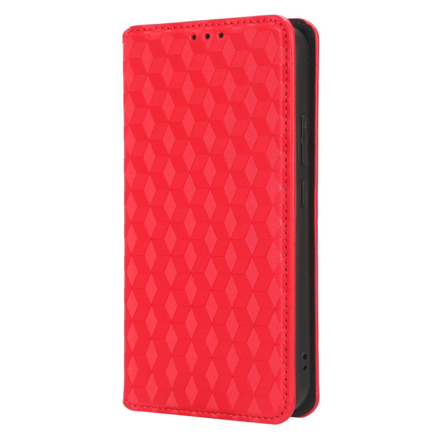 For Samsung Galaxy M14 5G Stand Phone Cover Wallet Imprinted Rhombus Pattern PU Leather+TPU Phone Case