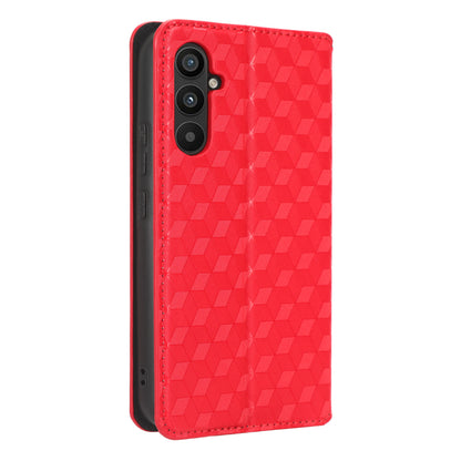 For Samsung Galaxy M14 5G Stand Phone Cover Wallet Imprinted Rhombus Pattern PU Leather+TPU Phone Case