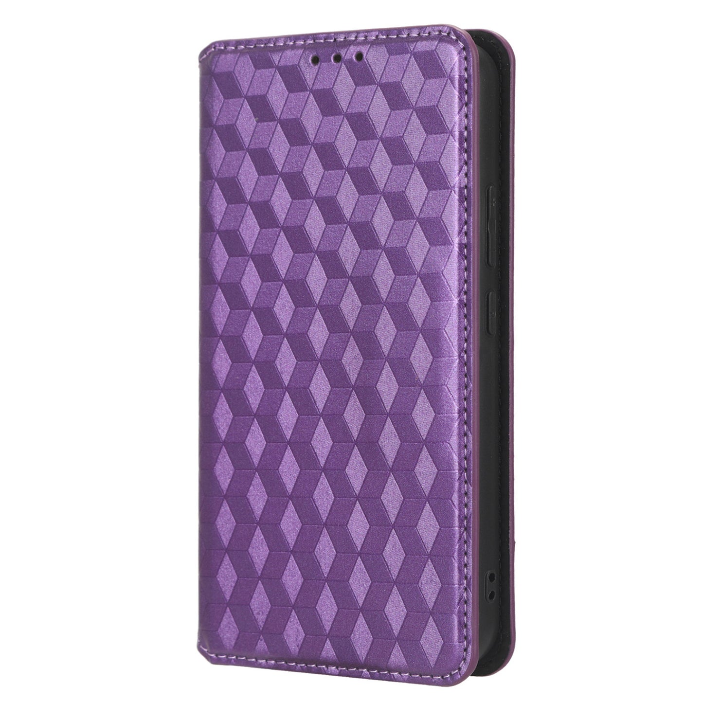 For Samsung Galaxy M14 5G Stand Phone Cover Wallet Imprinted Rhombus Pattern PU Leather+TPU Phone Case