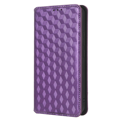 For Samsung Galaxy M14 5G Stand Phone Cover Wallet Imprinted Rhombus Pattern PU Leather+TPU Phone Case