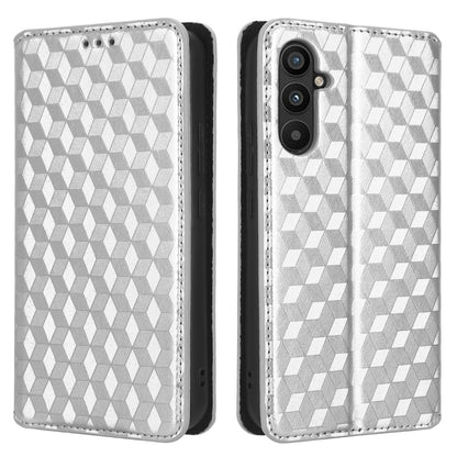 For Samsung Galaxy M14 5G Stand Phone Cover Wallet Imprinted Rhombus Pattern PU Leather+TPU Phone Case