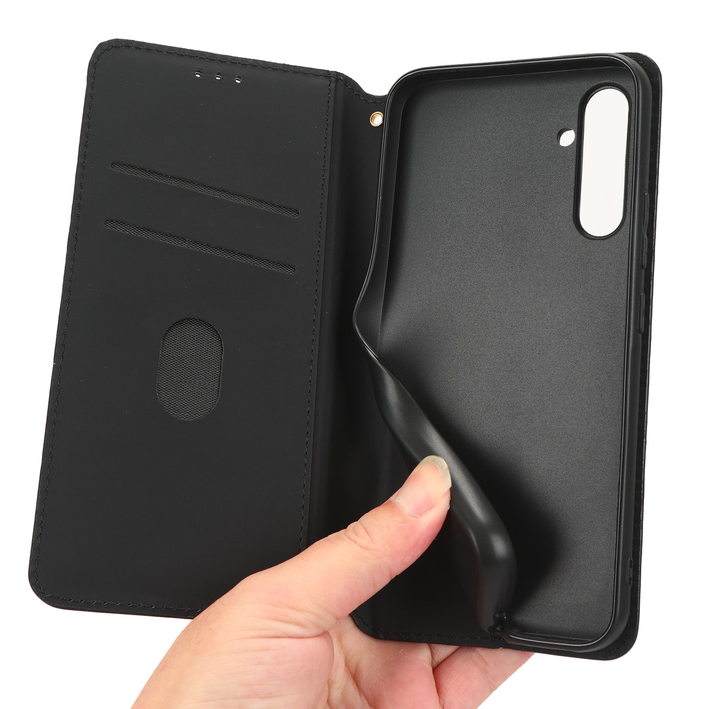 For Samsung Galaxy M14 5G Stand Phone Cover Wallet Imprinted Rhombus Pattern PU Leather+TPU Phone Case