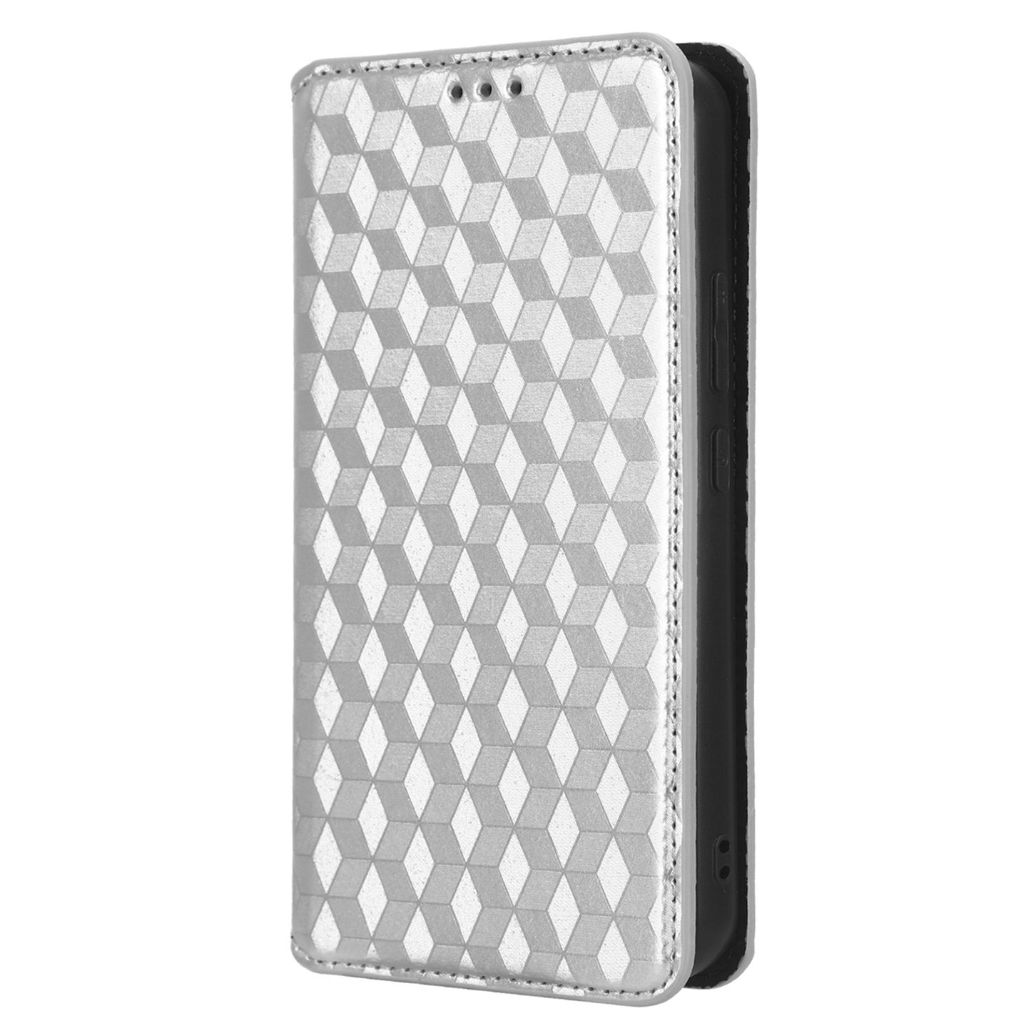 For Samsung Galaxy M14 5G Stand Phone Cover Wallet Imprinted Rhombus Pattern PU Leather+TPU Phone Case