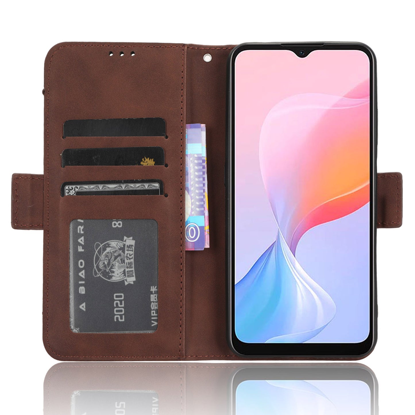 For Blackview A85 Mobile Phone Leather Case Multiple Card Slots Phone Cover with Wallet Stand