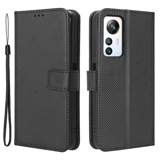For Blackview A85 Diamond Texture Mobile Phone Cover PU Leather Wallet Stand Phone Case