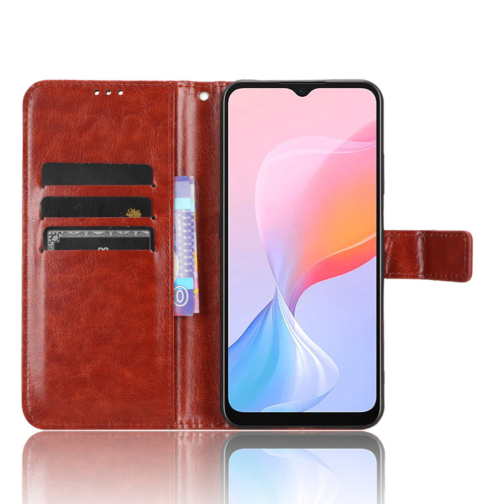 For Blackview A85 Crazy Horse Texture Wallet Phone Case PU Leather Phone Stand Cover