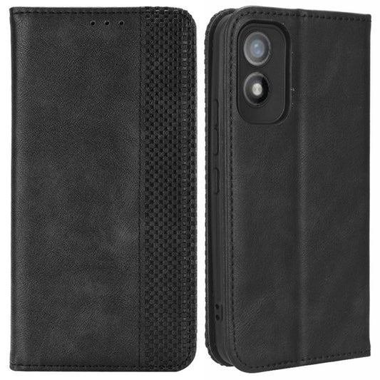 For Itel A18 Wallet Phone Case Retro PU Leather TPU Phone Cover with Stand