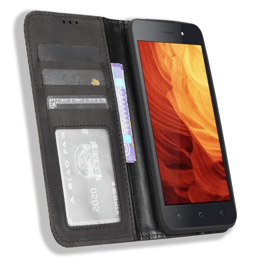 For Itel A18 Wallet Phone Case Retro PU Leather TPU Phone Cover with Stand