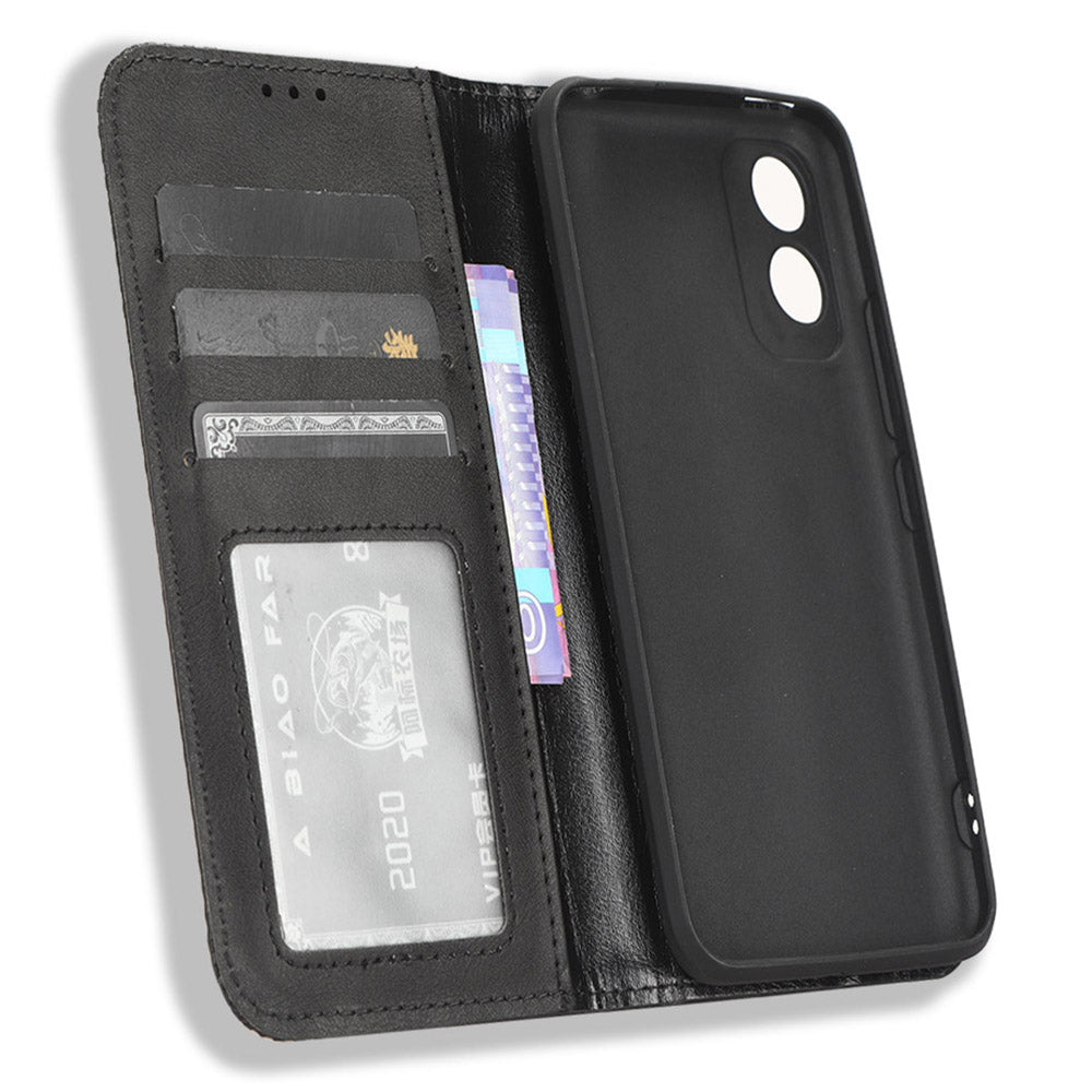 For Itel A18 Wallet Phone Case Retro PU Leather TPU Phone Cover with Stand