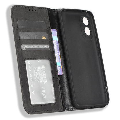 For Itel A18 Wallet Phone Case Retro PU Leather TPU Phone Cover with Stand