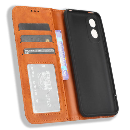 For Itel A18 Wallet Phone Case Retro PU Leather TPU Phone Cover with Stand