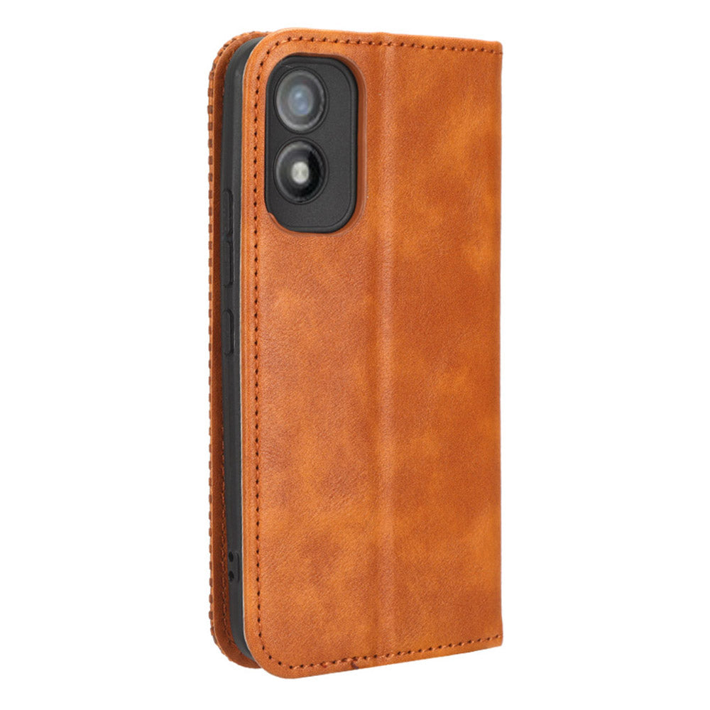For Itel A18 Wallet Phone Case Retro PU Leather TPU Phone Cover with Stand
