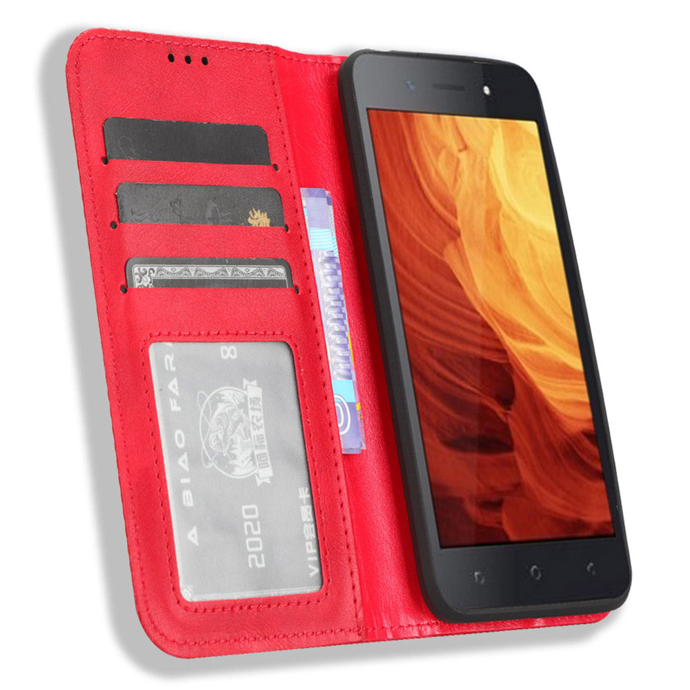 For Itel A18 Wallet Phone Case Retro PU Leather TPU Phone Cover with Stand