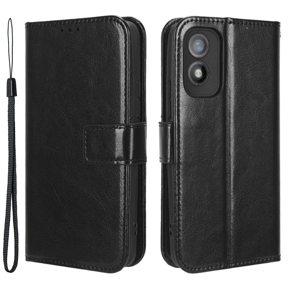 For Itel A18 Crazy Horse Texture Wallet Case PU Leather Stand Folio Flip Phone Cover