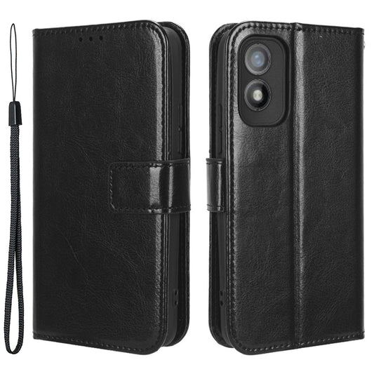 For Itel A18 Crazy Horse Texture Wallet Case PU Leather Stand Folio Flip Phone Cover