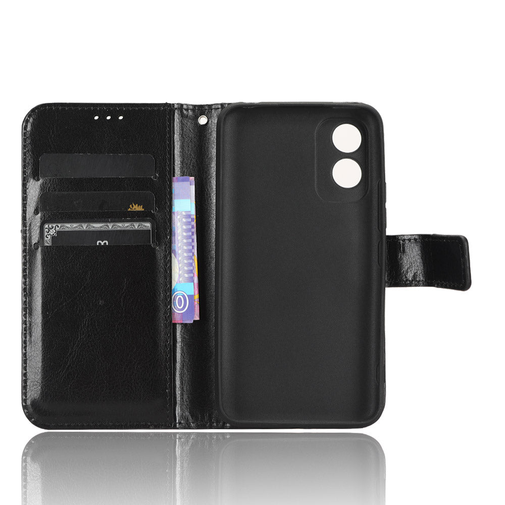 For Itel A18 Crazy Horse Texture Wallet Case PU Leather Stand Folio Flip Phone Cover