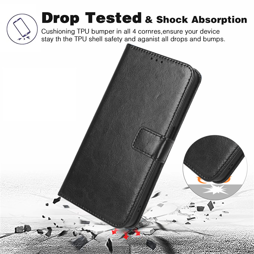 For Itel A18 Crazy Horse Texture Wallet Case PU Leather Stand Folio Flip Phone Cover