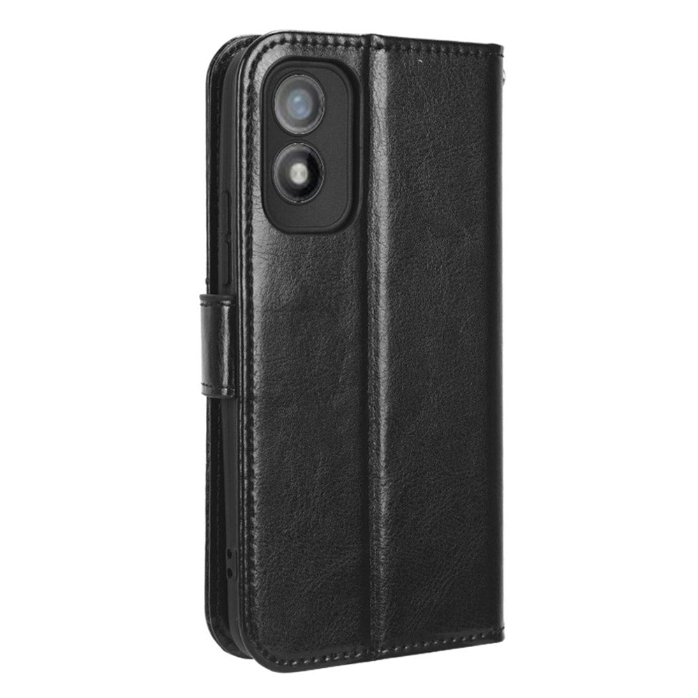 For Itel A18 Crazy Horse Texture Wallet Case PU Leather Stand Folio Flip Phone Cover