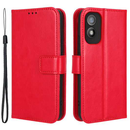 For Itel A18 Crazy Horse Texture Wallet Case PU Leather Stand Folio Flip Phone Cover