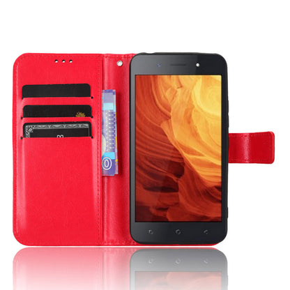 For Itel A18 Crazy Horse Texture Wallet Case PU Leather Stand Folio Flip Phone Cover