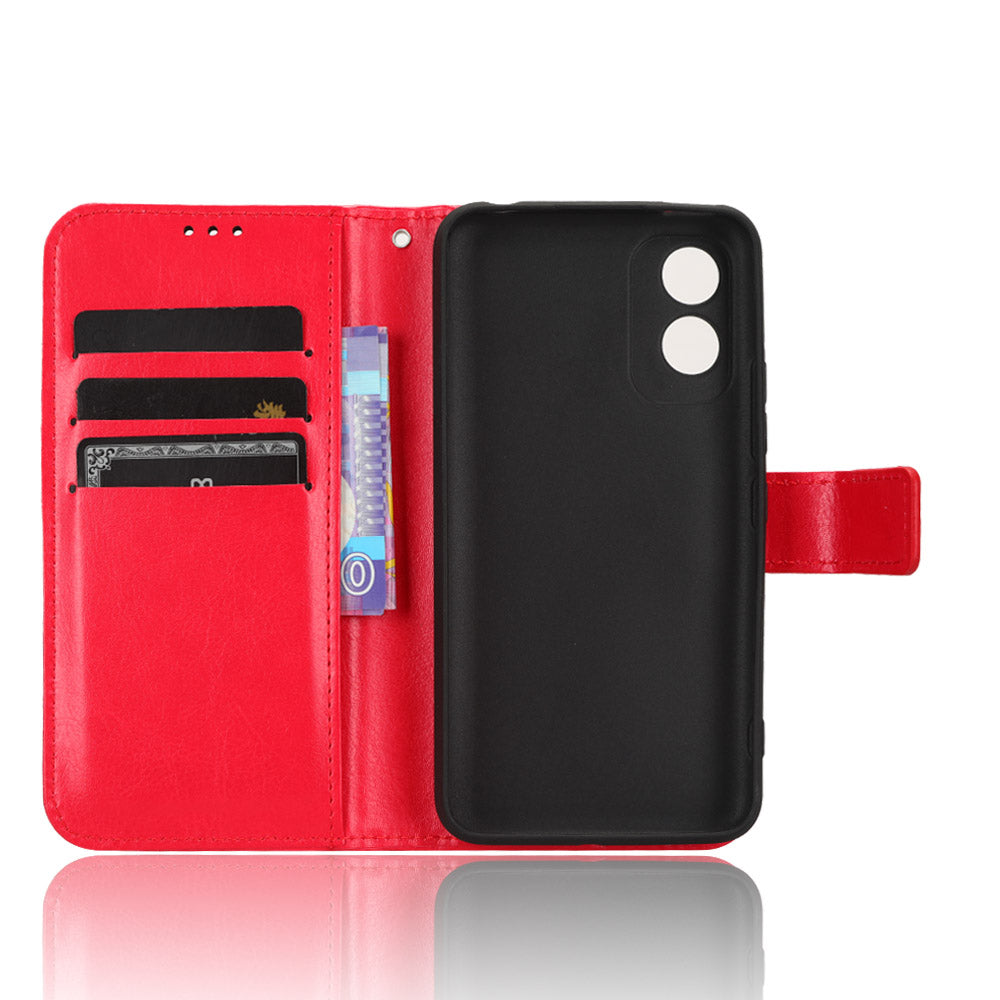 For Itel A18 Crazy Horse Texture Wallet Case PU Leather Stand Folio Flip Phone Cover