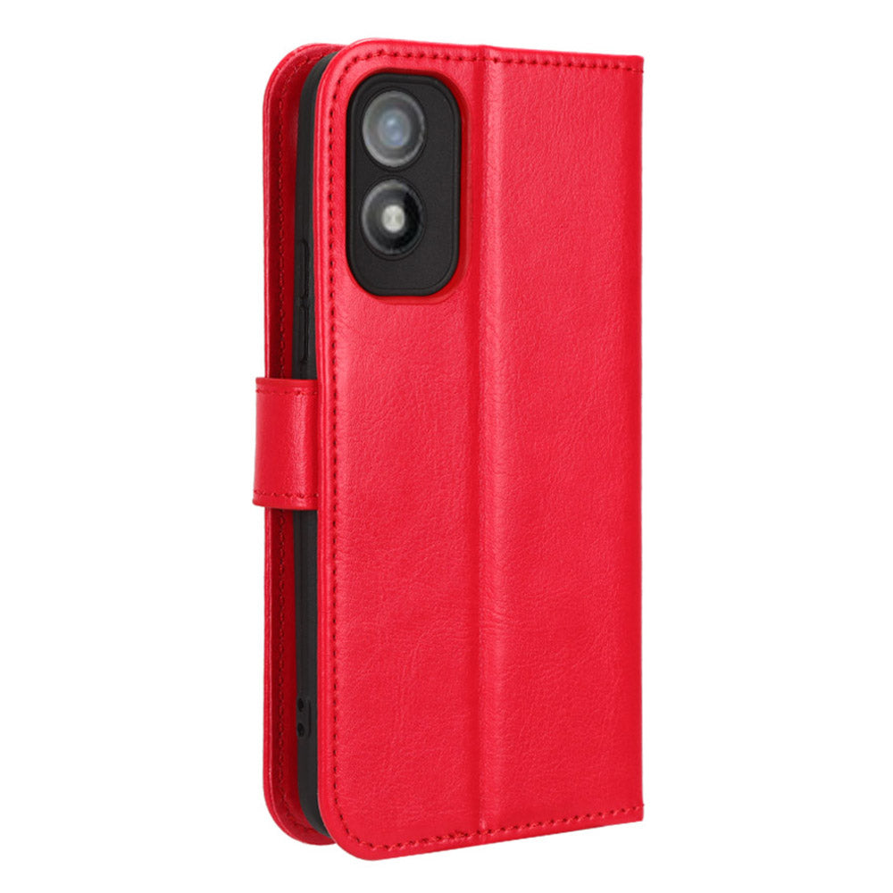 For Itel A18 Crazy Horse Texture Wallet Case PU Leather Stand Folio Flip Phone Cover