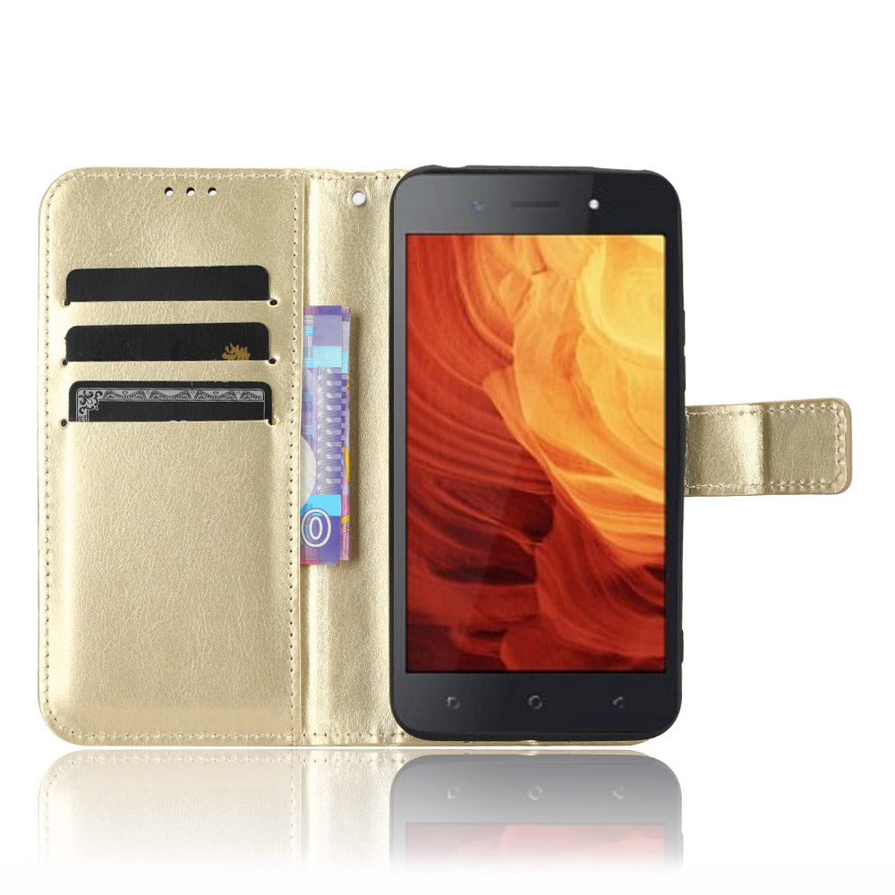 For Itel A18 Crazy Horse Texture Wallet Case PU Leather Stand Folio Flip Phone Cover