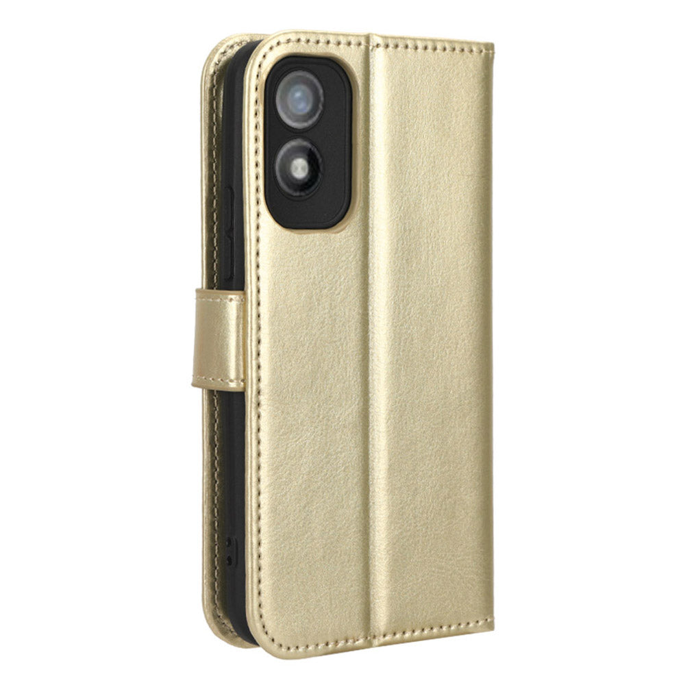 For Itel A18 Crazy Horse Texture Wallet Case PU Leather Stand Folio Flip Phone Cover