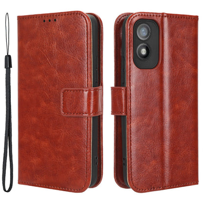 For Itel A18 Crazy Horse Texture Wallet Case PU Leather Stand Folio Flip Phone Cover