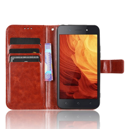 For Itel A18 Crazy Horse Texture Wallet Case PU Leather Stand Folio Flip Phone Cover