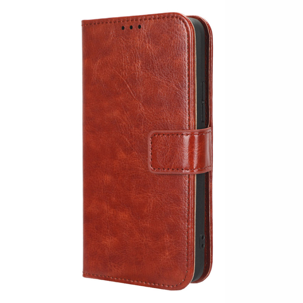 For Itel A18 Crazy Horse Texture Wallet Case PU Leather Stand Folio Flip Phone Cover