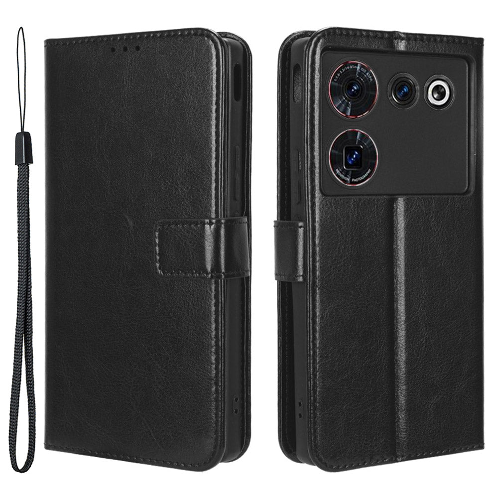 For ZTE nubia Z50 Ultra Wallet Phone Case Crazy Horse Texture PU Leather Folio Flip Cover with Stand