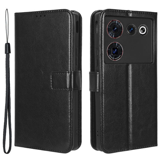 For ZTE nubia Z50 Ultra Wallet Phone Case Crazy Horse Texture PU Leather Folio Flip Cover with Stand