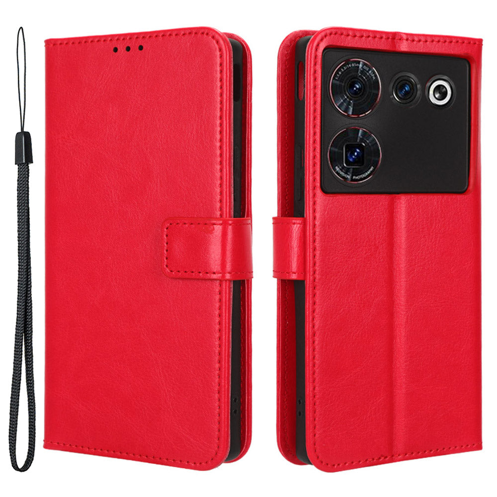 For ZTE nubia Z50 Ultra Wallet Phone Case Crazy Horse Texture PU Leather Folio Flip Cover with Stand