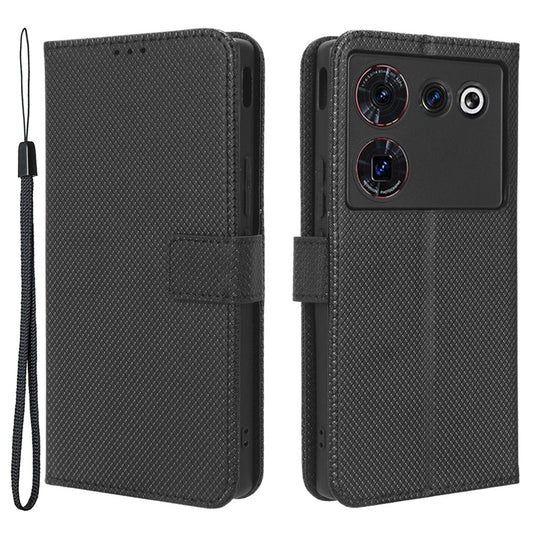 For ZTE nubia Z50 Ultra Wallet Phone Case Diamond Texture Mobile Phone Shell PU Leather Stand Cover