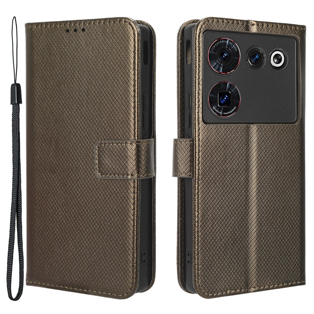For ZTE nubia Z50 Ultra Wallet Phone Case Diamond Texture Mobile Phone Shell PU Leather Stand Cover
