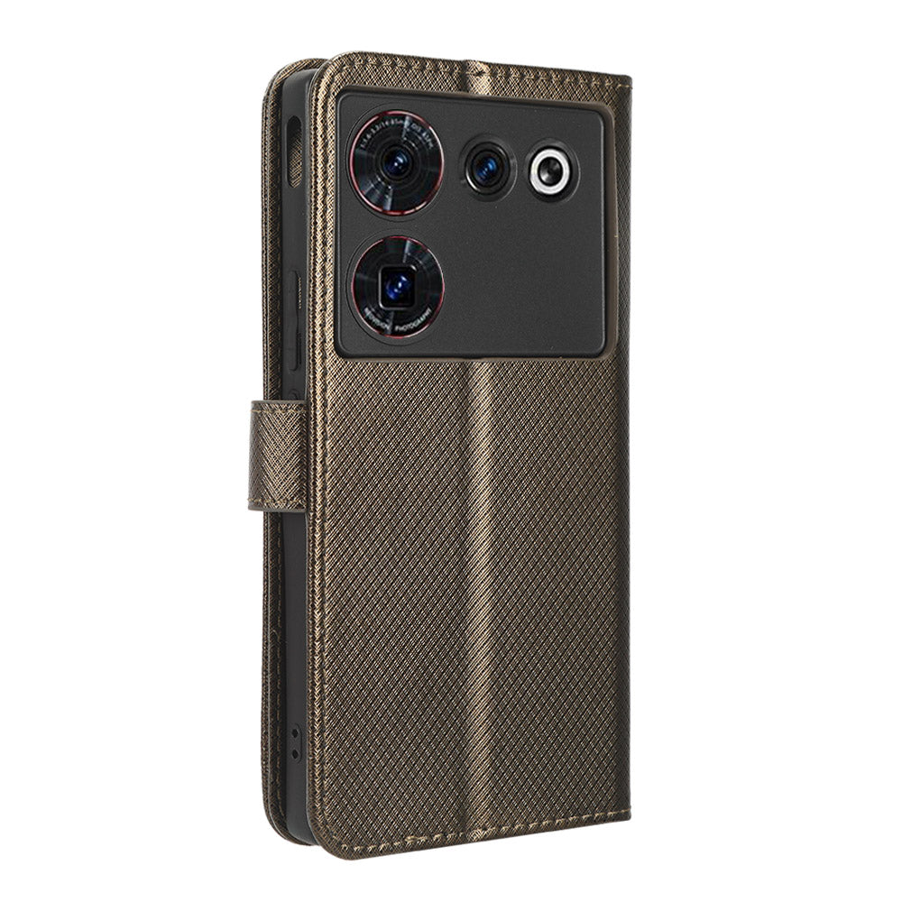 For ZTE nubia Z50 Ultra Wallet Phone Case Diamond Texture Mobile Phone Shell PU Leather Stand Cover