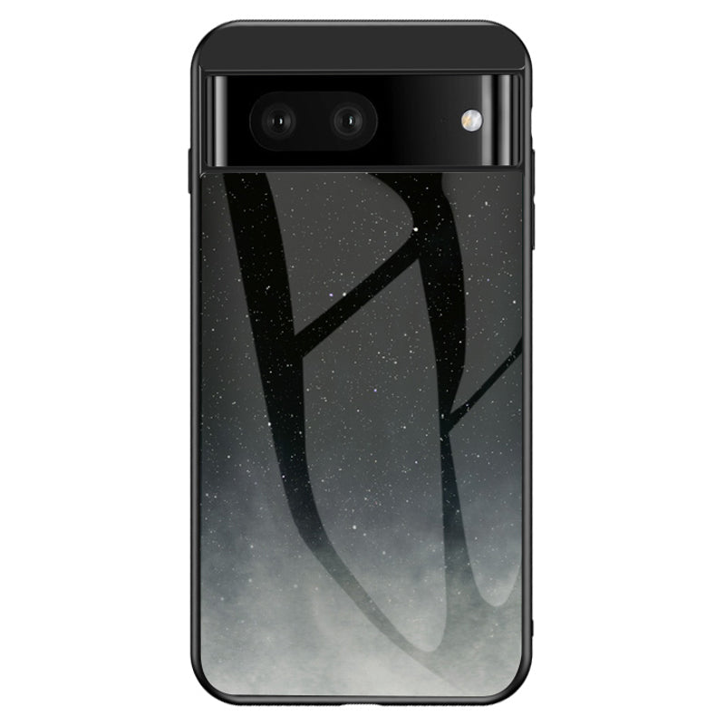For Google Pixel 7a PC+TPU+Tempered Glass Back Cover Starry Sky Pattern Anti-drop Phone Case