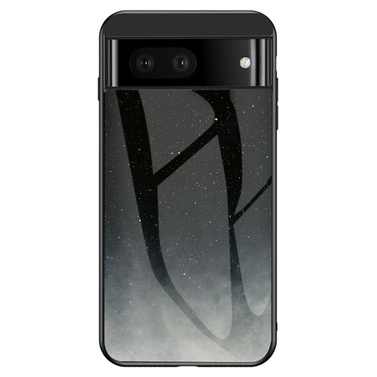For Google Pixel 7a PC+TPU+Tempered Glass Back Cover Starry Sky Pattern Anti-drop Phone Case