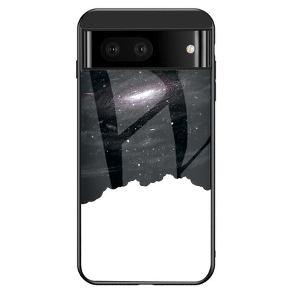 For Google Pixel 7a PC+TPU+Tempered Glass Back Cover Starry Sky Pattern Anti-drop Phone Case