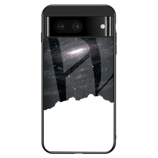 For Google Pixel 7a PC+TPU+Tempered Glass Back Cover Starry Sky Pattern Anti-drop Phone Case