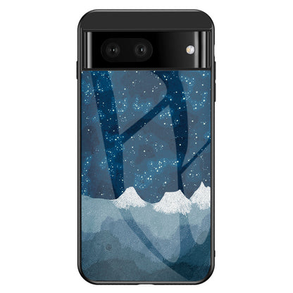For Google Pixel 7a PC+TPU+Tempered Glass Back Cover Starry Sky Pattern Anti-drop Phone Case