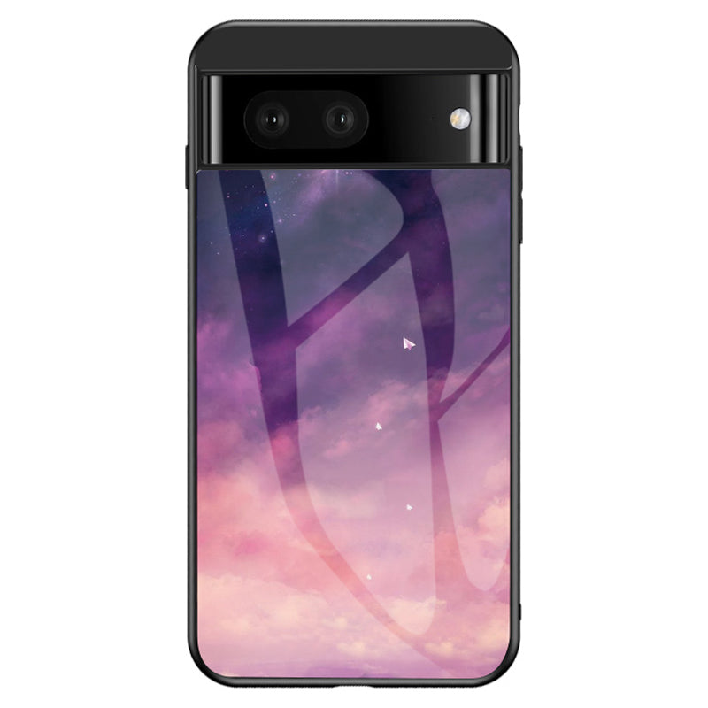 For Google Pixel 7a PC+TPU+Tempered Glass Back Cover Starry Sky Pattern Anti-drop Phone Case