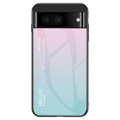 For Google Pixel 7a Tempered Glass+PC+TPU Gradient Phone Case Anti-drop Cover